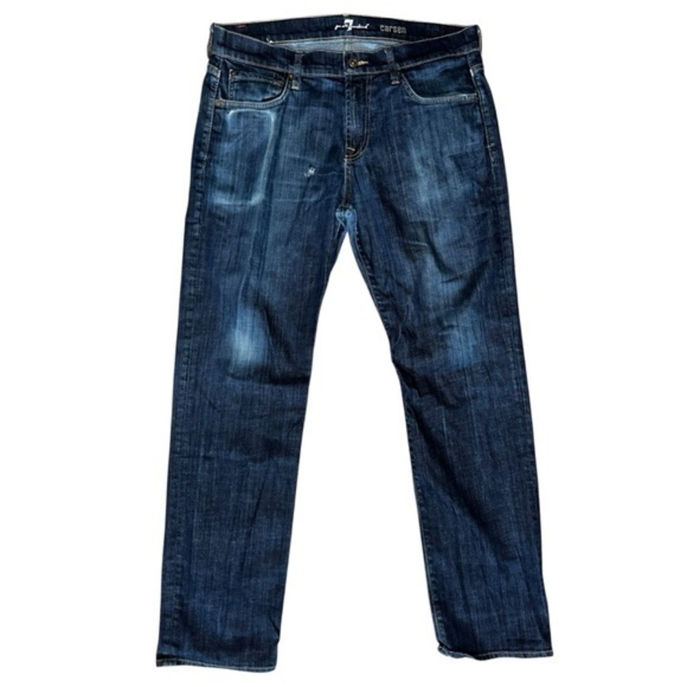 7 for All Mankind Men’s Size 34 Dark Blue Wash Carsen Relaxed Straight Jeans